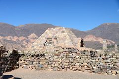 17 Restored Walls With Archaeologists Monument At Pucara de Tilcara In Quebrada De Humahuaca